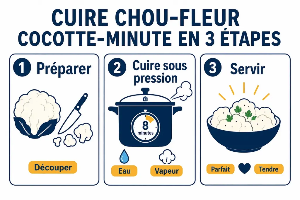 Cuire chou-fleur cocotte-minute en 3 étapes
