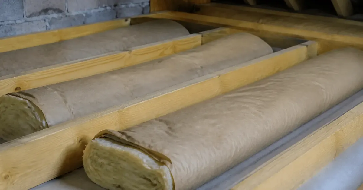 Rouleaux isolants poses horizontalement entre solives bois