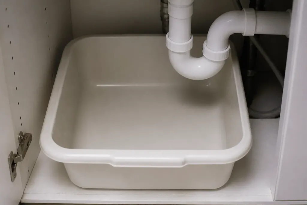 Bassine sous siphon, joint et tube nettoyés