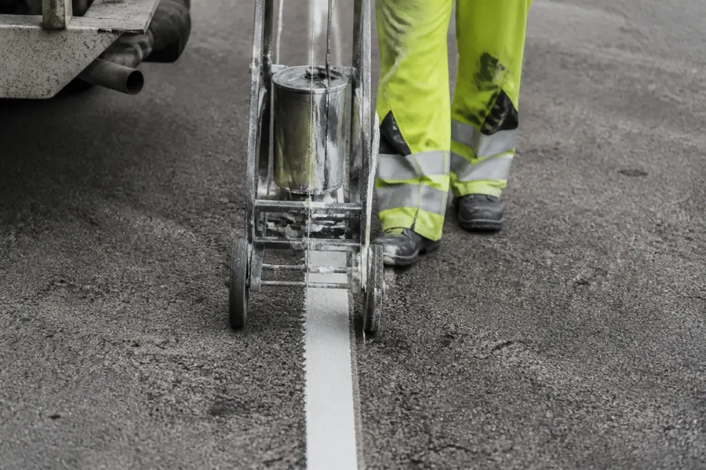 Cordeau laser traçant ligne blanche au sol