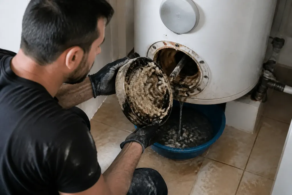 Technicien vidange chauffe-eau accumulation tartre calcaire
