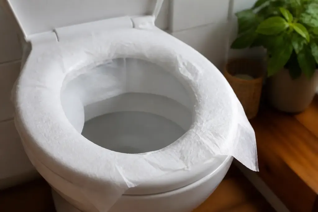 Feuille de papier absorbant collée sur une cuvette blanche